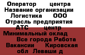 Оператор Call-центра › Название организации ­ Логистика365, ООО › Отрасль предприятия ­ АТС, call-центр › Минимальный оклад ­ 15 000 - Все города Работа » Вакансии   . Кировская обл.,Леваши д.